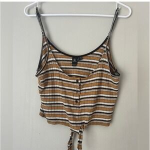 Volcom Striped Brown and White‎ Women's Top Size M